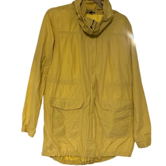 Eileen Fisher Anorak Windbreaker High Collar Rain Jacket Yellow Large 319.00 - Picture 6 of 14